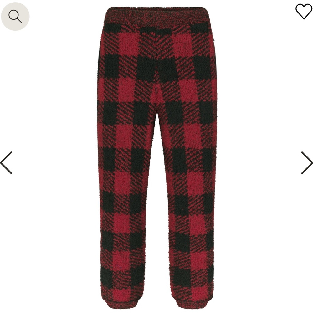 SKIMS Red and Black Plaid Pants